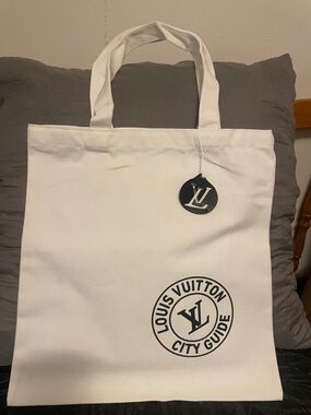 Louis Vuitton White and Black City Guide Canvas Tote, GWP Japan